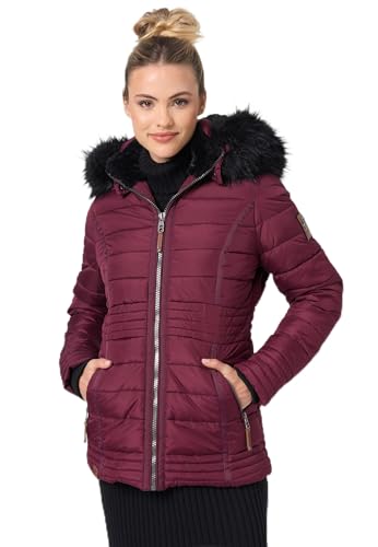 Navahoo warme Damen Winter Jacke Steppjacke mit Teddyfell B900 [B900-Umay-Pri.-Weinrot-Gr.M] von Navahoo