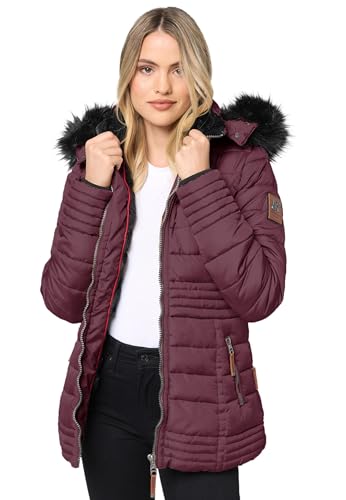 Navahoo warme Damen Winter Jacke Steppjacke mit Teddyfell B900 [B900-Umay-Pri.-Weinrot-Gr.XS] von Navahoo