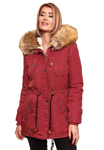 Navahoo warme Damen Winter Jacke Teddyfell Winterjacke Parka Mantel B399 [B399-LaViva-Schwarz-Gr.XS] von Navahoo