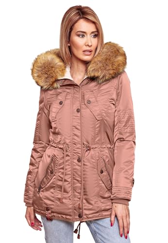 Navahoo warme Damen Winter Jacke Teddyfell Winterjacke Parka Mantel B399 [B399-LaViva-Terrakotta-Gr.M] von Navahoo