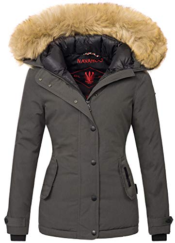 Navahoo warme Damen Winter Jacke Winterjacke Parka Mantel Kunstfell B392 [B392-Laura2-Anthrazit-Gr.XS] von Navahoo