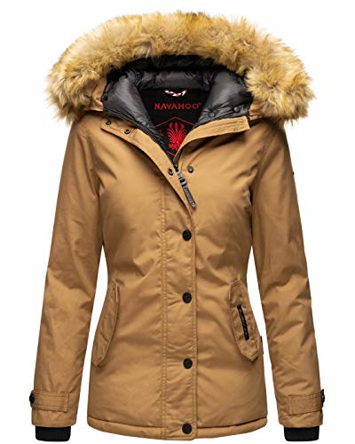 Navahoo warme Damen Winter Jacke Winterjacke Parka Mantel Kunstfell B392 [B392-Laura2-Camel-Gr.XS] von Navahoo