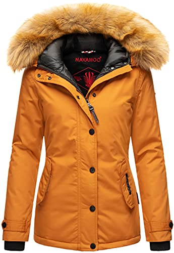 Navahoo warme Damen Winter Jacke Winterjacke Parka Mantel Kunstfell B392 [B392-Laura2-Cinnamon-Gr.M] von Navahoo