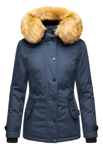 Navahoo warme Damen Winter Jacke Winterjacke Parka Mantel Kunstfell B392 [B392-Laura2-Navy-Gr.M] von Navahoo