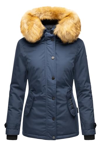 Navahoo warme Damen Winter Jacke Winterjacke Parka Mantel Kunstfell B392 [B392-Laura2-Navy-Gr.S] von Navahoo