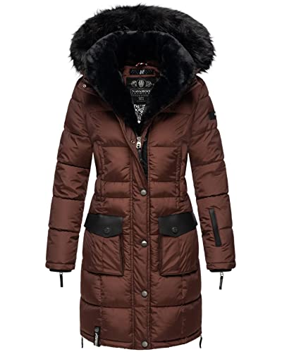 Navahoo warme Damen Winter Jacke Winterjacke Parka Stepp Mantel lang B871 [B871-Sinj-Schoko-Gr.M] von Navahoo
