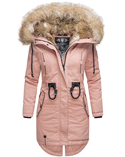 Navahoo warme Damen Winter Jacke lang Kunstfell Winterjacke Parka Mantel B660 [B660-Bomb-Rosa-Gr.L] von Navahoo