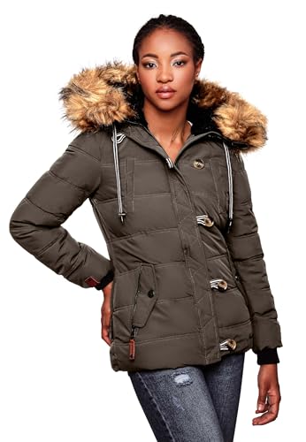 Navahoo warme Damen Winter Stepp Jacke Teddyfell Winterjacke Parka Mantel B831 [B831-Zoj-Anthrazit-Gr.M] von Navahoo