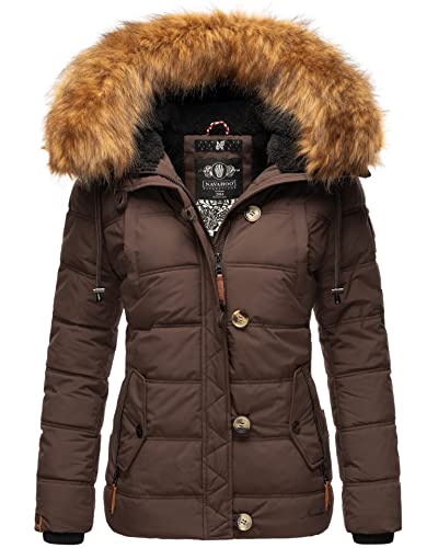 Navahoo warme Damen Winter Stepp Jacke Teddyfell Winterjacke Parka Mantel B831 [B831-Zoj-Dark-Choco-Gr.M] von Navahoo