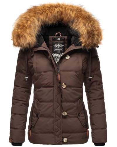 Navahoo warme Damen Winter Stepp Jacke Teddyfell Winterjacke Parka Mantel B831 [B831-Zoj-Dark-Choco-Gr.XS] von Navahoo