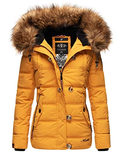 Navahoo warme Damen Winter Stepp Jacke Teddyfell Winterjacke Parka Mantel B831 [B831-Zoj-Gelb-Gr.S] von Navahoo