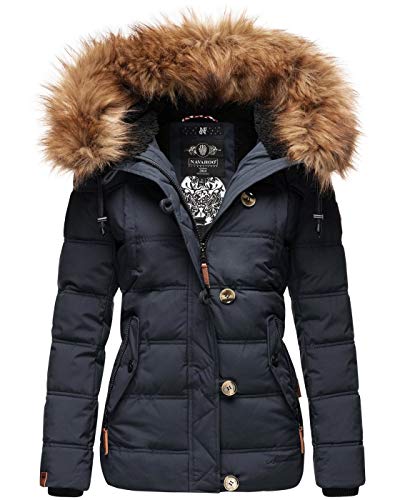 Navahoo warme Damen Winter Stepp Jacke Teddyfell Winterjacke Parka Mantel B831 [B831-Zoj-Navy-Gr.S] von Navahoo