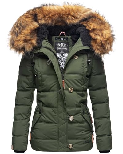 Navahoo warme Damen Winter Stepp Jacke Teddyfell Winterjacke Parka Mantel B831 [B831-Zoj-Olive-Gr.S] von Navahoo