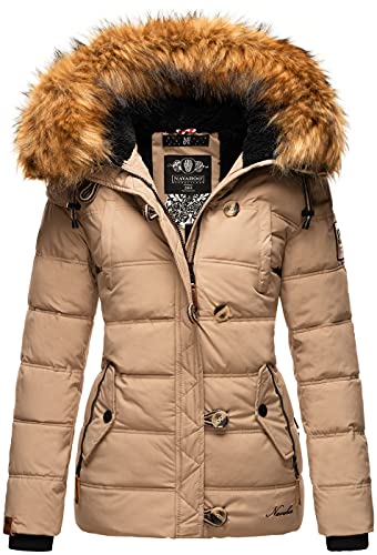 Navahoo warme Damen Winter Stepp Jacke Teddyfell Winterjacke Parka Mantel B831 [B831-Zoj-Taupe-Grey-Gr.L] von Navahoo