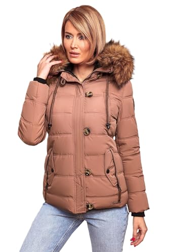 Navahoo warme Damen Winter Stepp Jacke Teddyfell Winterjacke Parka Mantel B831 [B831-Zoj-Terracotta-Gr.M] von Navahoo