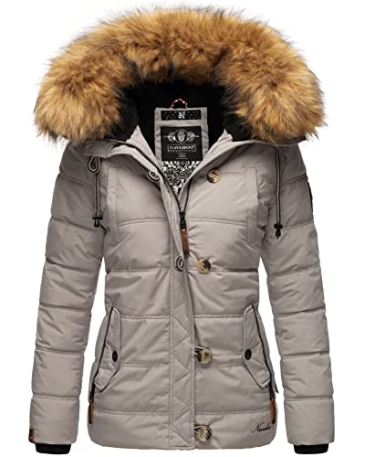 Navahoo warme Damen Winter Stepp Jacke Teddyfell Winterjacke Parka Mantel B831 [B831-Zoj-Zink-Grau-Gr.M] von Navahoo