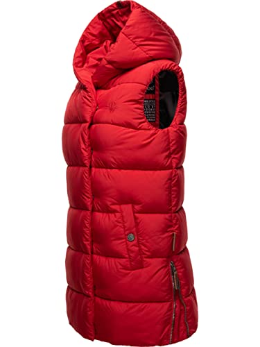 Navahoo warme Damen Winter Steppweste lang mit Kapuze Madilynaa Red Gr. M von Navahoo