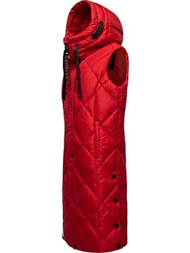 Navahoo warme Damen Winter Steppweste lang mit Kapuze Schnuckel Apple Red Gr. M von Navahoo