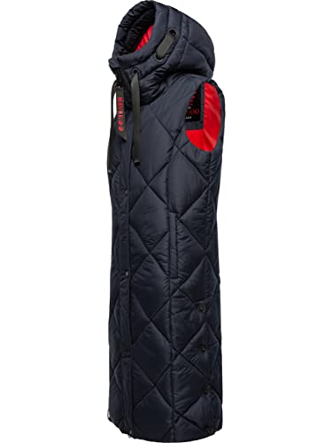 Navahoo warme Damen Winter Steppweste lang mit Kapuze Schnuckel Navy Gr. XXL von Navahoo