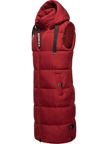 Navahoo Damen ärmellose Lange Outdoorweste warme Winterjacke Schnuffelchen Blood Red Gr. M von Navahoo