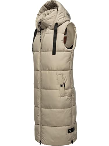 Navahoo Damen ärmellose Lange Outdoorweste warme Winterjacke Schnuffelchen Pebble Grey Gr. S von Navahoo