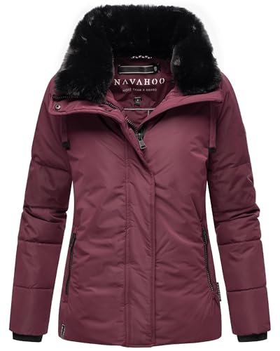 Navahoo warme Damen Winterjacke Steppjacke mit (abnehmbarem) Kunstfellkragen Frostii XIV Wine Gr. L von Navahoo