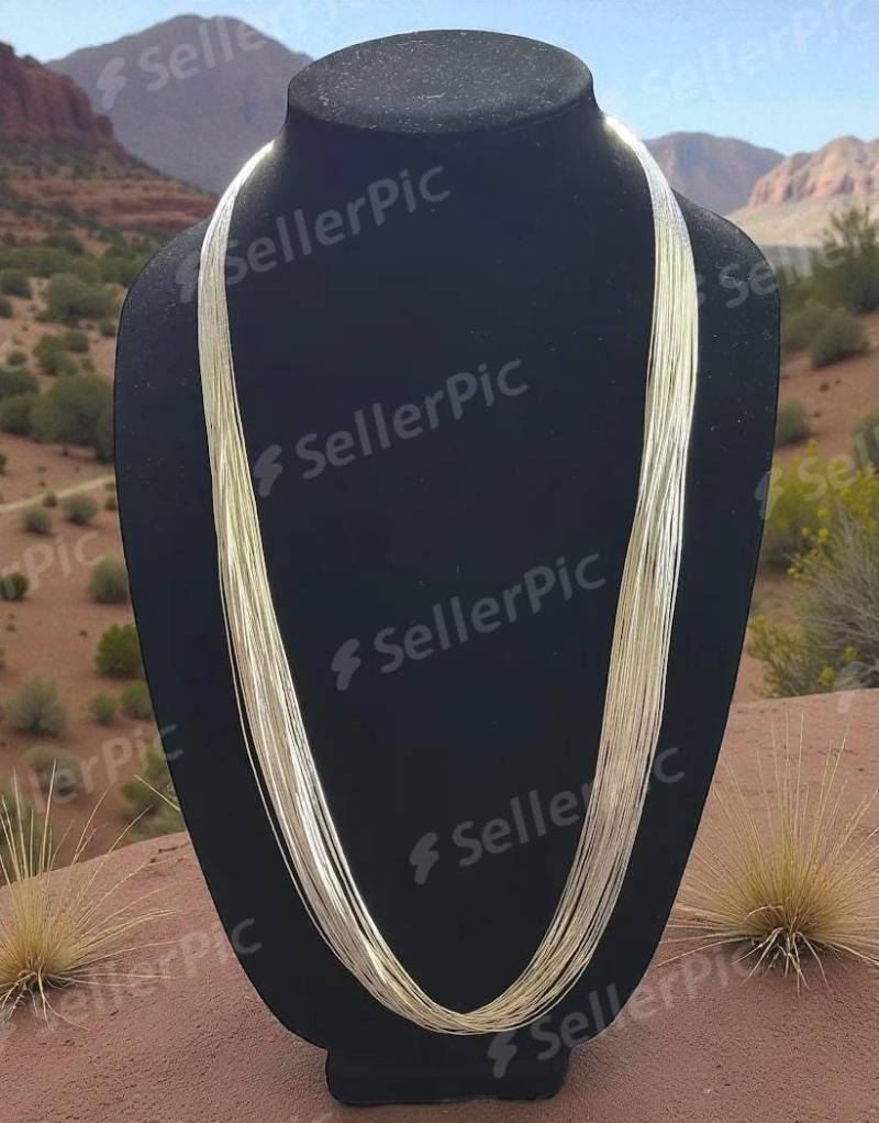 Flüssige Silber Halskette 30 Stränge 30" von NavajoZuniDesigns