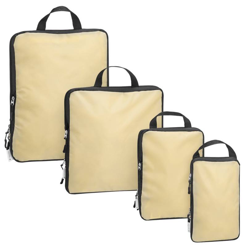 Navaris Kofferorganizer Koffer Organizer - Packtaschen für Rucksack in Beige (4-tlg), 4er Set Packwürfel Kompression Packtaschen für Koffer - Packing Cubes von Navaris