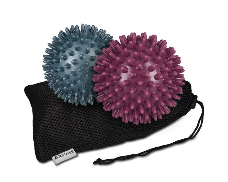 Navaris Massageball 2x Igelball mit Noppen - 2er Set Massageball für Hand/Fuß/Rücken, 1-tlg. von Navaris