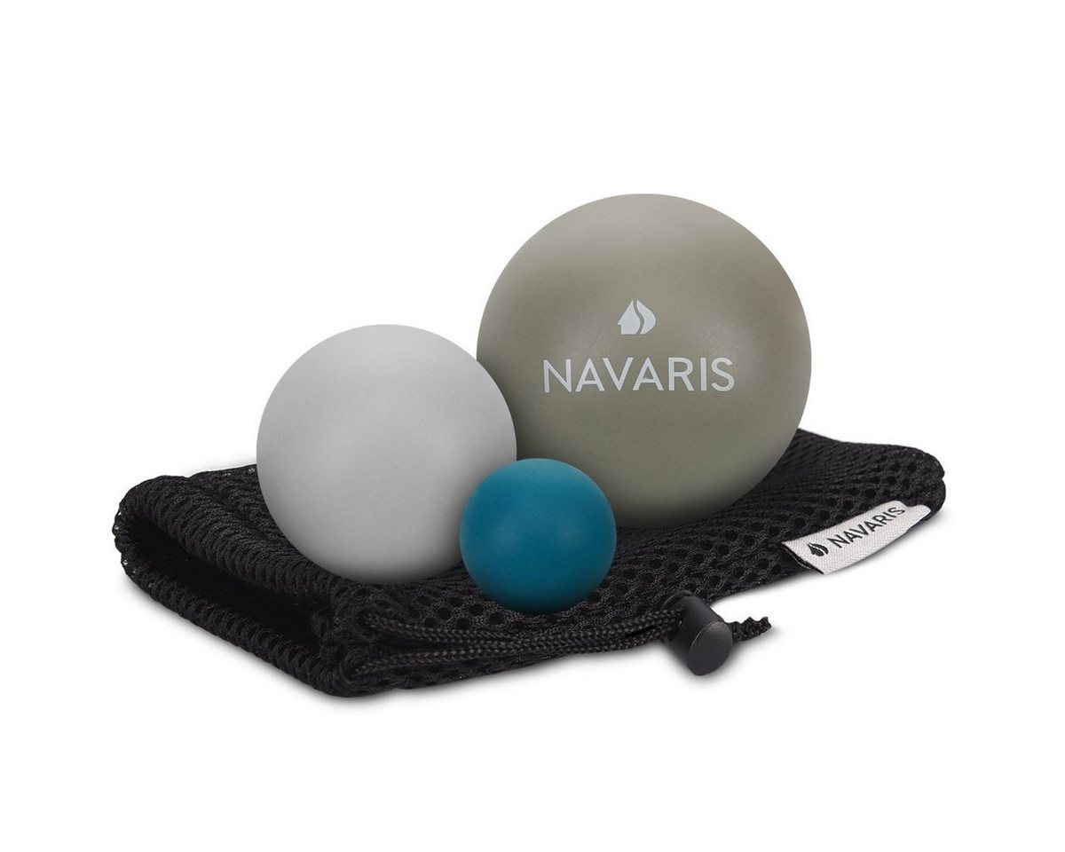 Navaris Massageball Massageball 3er Set - Faszien-, Gummi- und Lacrosseball, 3-tlg. von Navaris