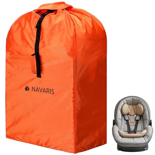 Navaris Transporttasche Kindersitz - Kinderwagen Tasche - Baby Autositz Reisetasche - Tasche für Kinderwagen - Kinderwagentasche - Wasserdicht - Leicht zu Tragen - Orange von Navaris