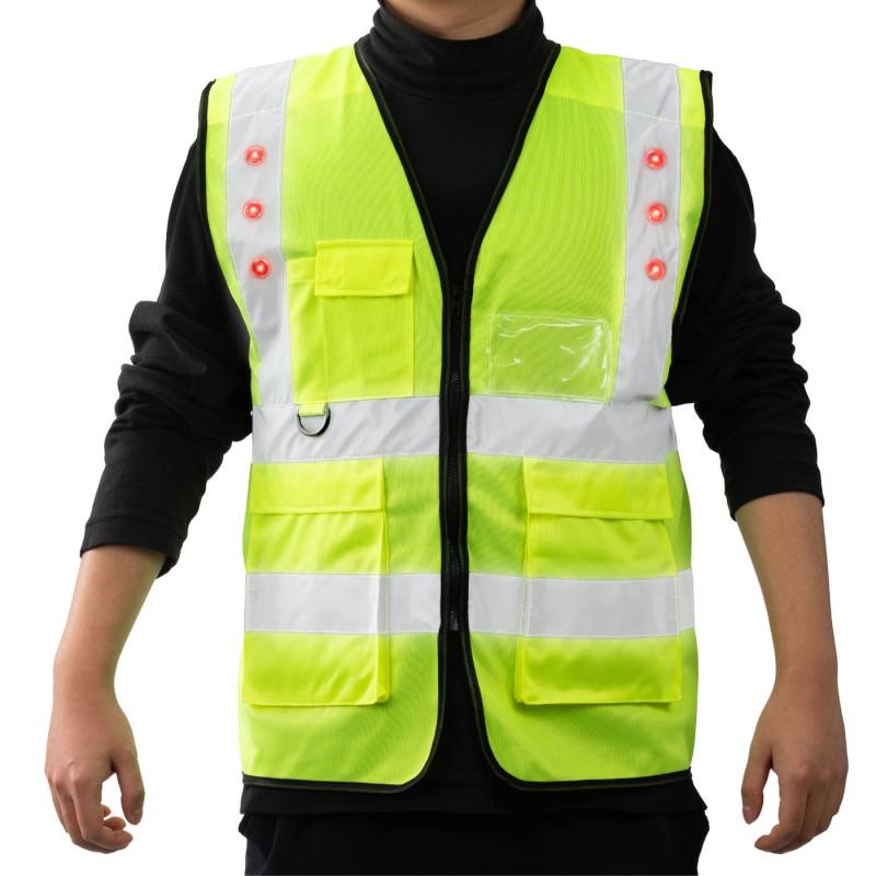 Navaris Warnweste LED Warnweste mit Taschen - Sicherheitsweste mit Taschen - Mit LED (1-tlg) von Navaris