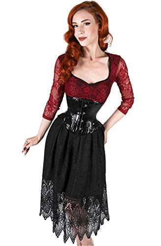 Naveed Damen Lack PVC Unterbrust Korsett Lack Corsage für Starkes Taillentraining (38, Schwarz) von Naveed