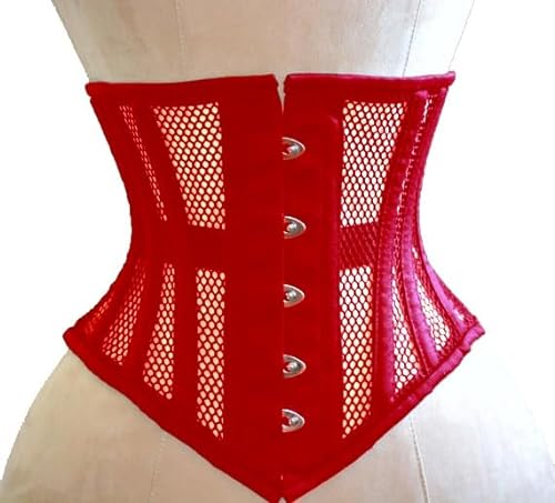 Naveed Damen Unterbrust Korsett Waist Trainer Mesh Corset Mesh Corsage mit starker Schnürung für Taillentraining und Taillenreduktion (42, Rot) von Naveed