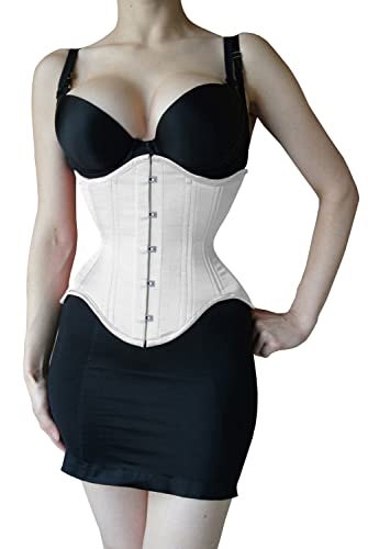 Naveed Starkes strapazierfähiges Korsett aus Baumwolle, Unterbrust Korsett, Heavy Duty Cotton Corset, Taillenkorsett (as3, numeric, numeric_38, regular, regular, Weiß) von Naveed