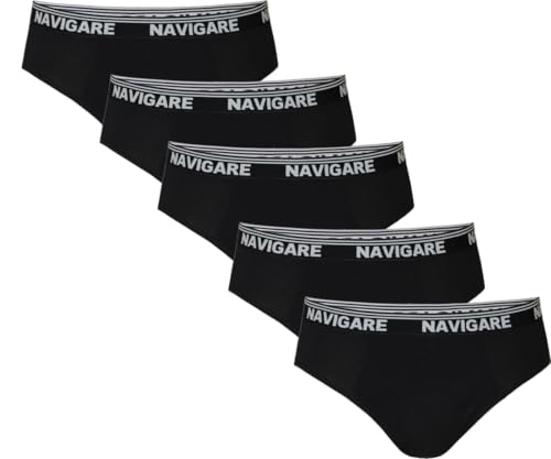Navigare Herrenslip: Überlegener Komfort und perfekte Passform. Herren-Slip aus Baumwolle, 5 Stück, Art. 874/E-824-810. Limitierte Ausgabe exklusiv für Azzeta., 874/E Schwarz, L von Navigare