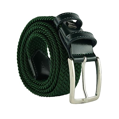 Navigare Elastischer geflochtener Gürtel, hergestellt in Italien, für Damen und Herren, mit Einsätzen aus echtem Leder von Navigare