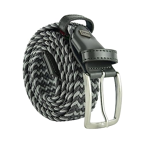 Navigare Elastischer geflochtener Gürtel, hergestellt in Italien, für Damen und Herren, mit Einsätzen aus echtem Leder von Navigare
