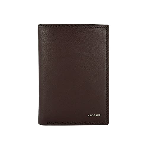 Navigare Vertikale Herren-Geldbörse aus echtem Leder mit Münzfach und Geschenkbox von Navigare
