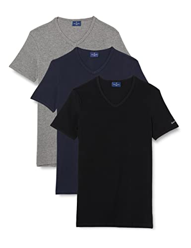 Navigare Herren 570 Sport T-Shirt 3er Pack,Mehrfarbig (grau / schwarz / Navi),Medium (Herstellergröße:4) von Navigare