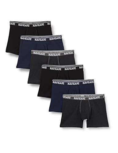 Navigare Herren 573/E (Pacco Da 6) Boxershorts, Mehrfarbig (Grau/Schwarz/Navi), XXL (6er Pack) von Navigare