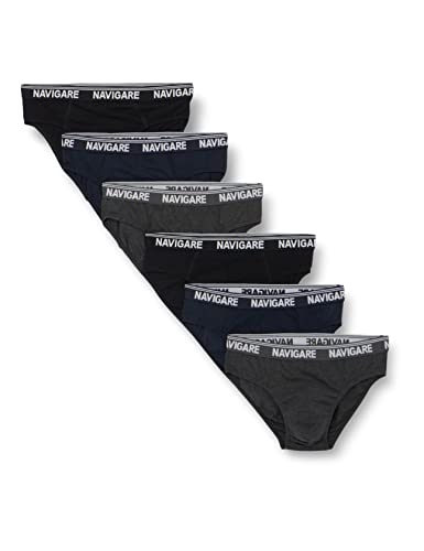 Navigare Herren 574/E (Pacco Da 6) Slip, Mehrfarbig (Grau/Schwarz/Navi), S (6er Pack) von Navigare