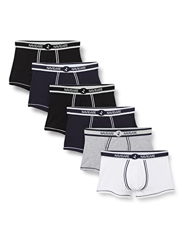 Navigare Herren Boxershorts 6er Pack, Mehrfarbig (Bianco/ Nero/ Blu/ Grigio), Small von Navigare