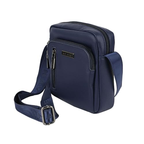 Navigare Herren-Umhängetasche mit Verstellbarem Schultergurt, aus Kunstleder, mit Mehreren Taschen von Navigare