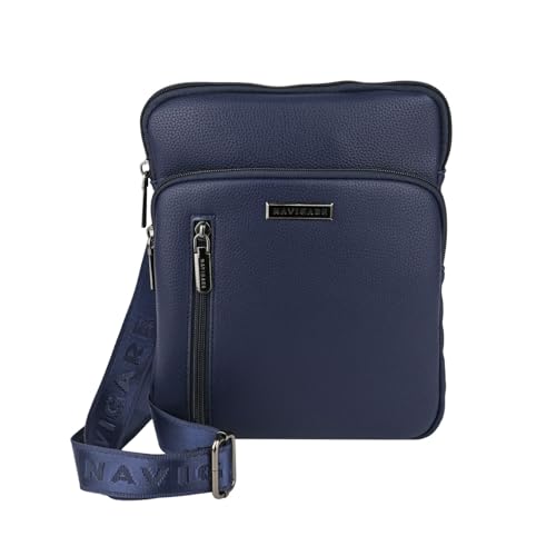 Navigare Herren-Umhängetasche mit Verstellbarem Schultergurt, aus Kunstleder, mit Mehreren Taschen von Navigare