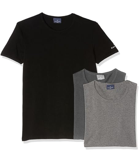 Navigare Herren Unterhemd (3er Pack), 3 T-Shirts Hellgrau-Grau Mittel-Schwarz, Large von Navigare