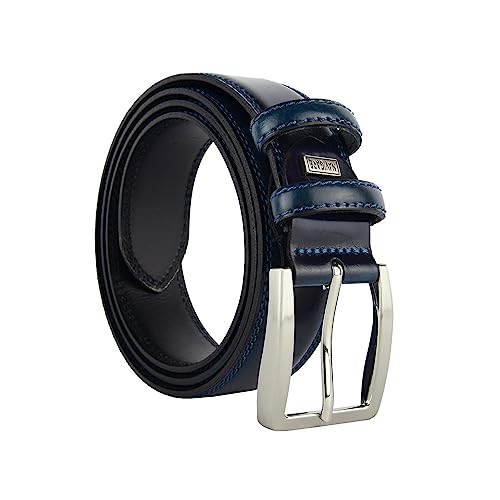 Navigare Herrengürtel aus echtem Leder, hergestellt in Italien, handgefertigt, klassisch mit Nähten und Box von Navigare