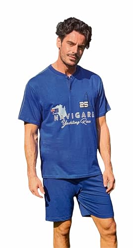 Navigare Schlafanzug für Herren, kurz, Sommer + Socken, Pyjama für Herren, Baumwolle, kurz, leicht, Pyjama für Herren, Sommer, 2141641 Ocean, XL Navigare Schlafanzug für Herren, kurz, Sommer + Socken, Pyjama für Herren, Baumwolle, kurz, leicht, Pyjama für Herren, Sommer, 2141641 Ocean, XL von Navigare