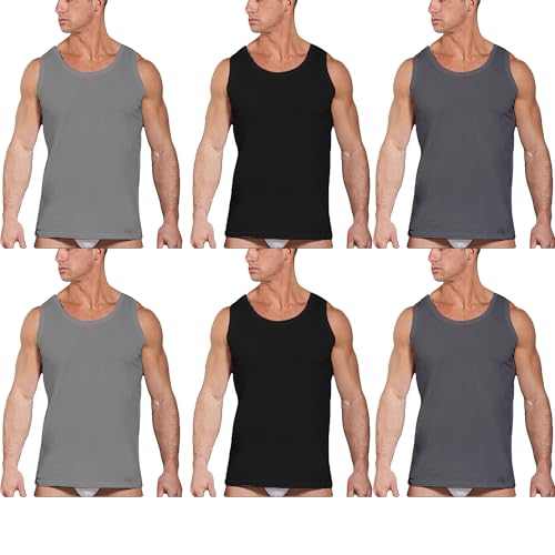 Navigare Tanktop (3er-Pack) für Herren, 6 Unterhemden hellgrau-mittel-schwarz, Medium von Navigare