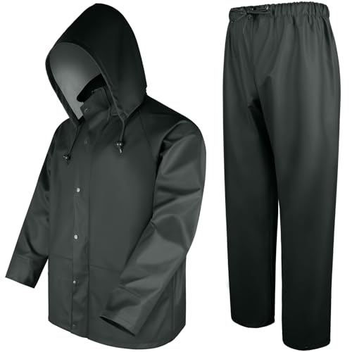 Navis Marine Herren-Arbeits-Regenanzug - Comfort Fit Jacke & Latzhose, perfekt für den Außeneinsatz & Sicherheit (Dunkelgrün, Large) von Navis Marine